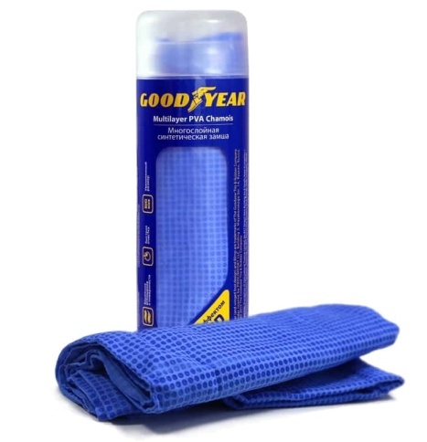 GOODYEAR  салфетка замша большая в тубе синяя с 3D эффектом 43х64см    фото 2
