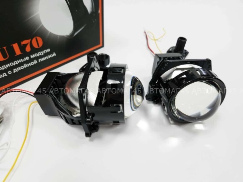 Ruzoom RU170 светодиодные Би-Led линзы 3.0" 12V 55/65W 6000K 4400Lm 1 чип 2шт гарантия 12 месяцев    фото 3