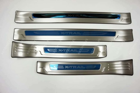 Накладки на внутр пороги Nissan X-Trail T32 Ниссан Х-Трейл Т32 2013-2022г широкие алюминий 4шт фото 3