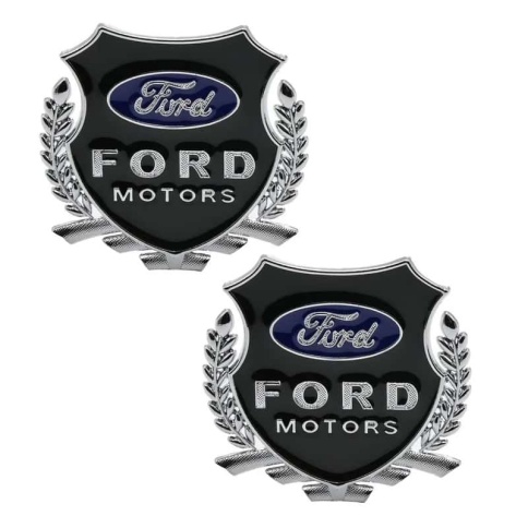 Шильдик Ford Motors черный металл 55*50мм 2шт SHK K209 фото 1