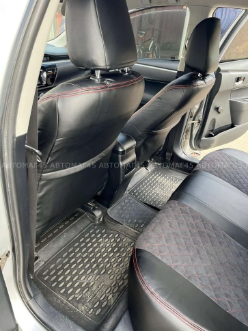 Авточехлы  Toyota Corolla Тойота Королла 2013-2019г кузов 160 180 экокожа алькантара красн нить ромб фото 4