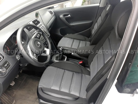 Авточехлы  Skoda Rapid с 2012г 2/3 Volkswagen Polo лифтбэк с 2020г жаккард черно-серый Ижевск    фото 1