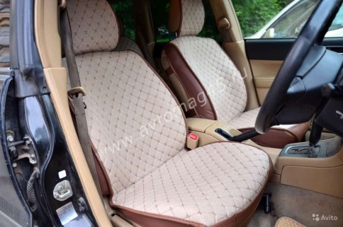 Чехлы  накидки на сиденье лен 2Д бежевый комплект 5шт фото 1