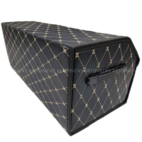 C2R Органайзер  багажника кофр экокожа черный с бежевой ниткой 70 x 30 x 30см MAXIMAL Big   фото 5