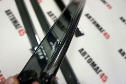 Дефлекторы окон Skoda Fabia Шкода Фабиа 2007-2015г 2 поколение хром молдинг комплект 4шт    фото 4