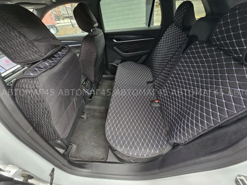 Чехлы  накидки на сиденье лен 2Д черный бежевая нитка комплект 5шт    фото 4