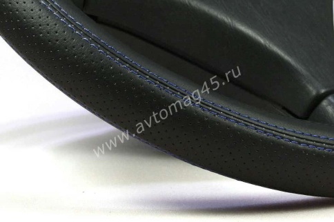 IGG  405 оплетка руля экокожа черный черный с синей отстрочкой    фото 2
