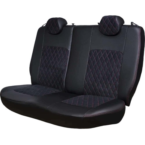 Авточехлы  Kia Ceed Киа Сид 2006-2012г экокожа алькантара черная красная нить ромб    фото 7