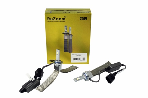 Ruzoom T12 LED 2шт HB4 (9006) 12В 25W 6000K 2500Lm с пассивным охлаждением гарантия 6мес    фото 2