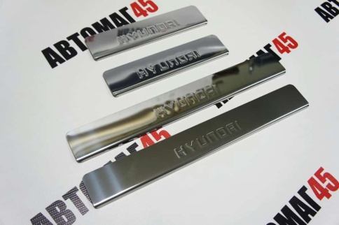 LIDER  Накладки на пороги  Hyundai Solaris Хендай Солярис 2011-2017г 4 шт нержавейка    фото 1