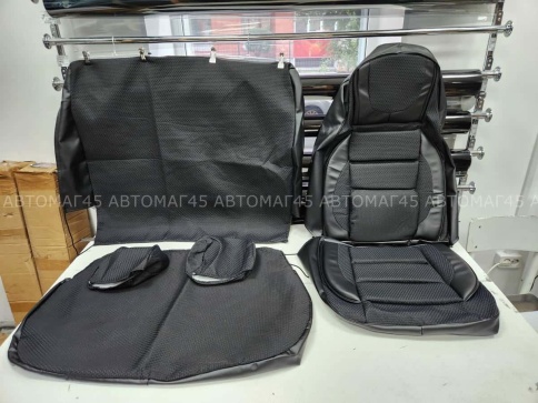 Авточехлы  Газель трехместная жаккард черный синий Пятигорск фото 2