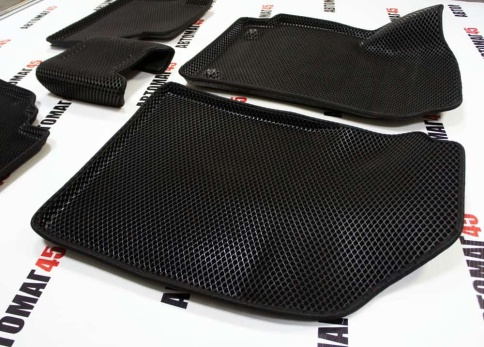 BORATEX  коврики в салон 3D EVA ЭВА Kia Seltos 2019-2022г черные рисунок ромб комплект 5шт    фото 5