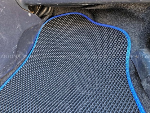 EVA ЭВА  коврики в салон ВАЗ 2109 2114 2115 черные синий кант рисунок ромб  комплект 5шт    фото 5