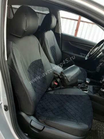 Авточехлы  Kia Rio c 17г X-Line с 17г Hyundai Solaris c 17г экокожа алькант черн сер.н ромб г.Ростов фото 4