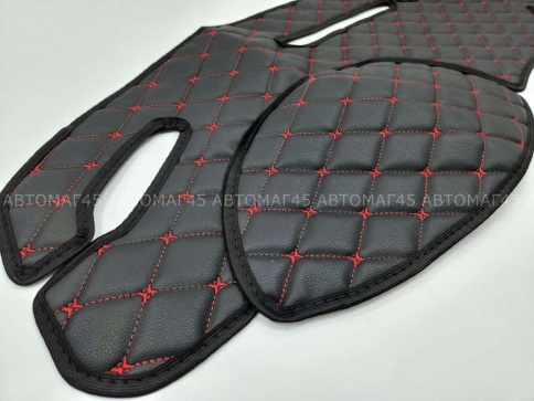 Накидка на панель ВАЗ 2110 только европанель с красной ниткой экокожа  фото 3