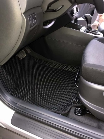 BORATEX  коврики в салон 3D EVA ЭВА Hyundai Creta 1 2015-2021г черные рисунок ромб комплект 5шт    фото 5