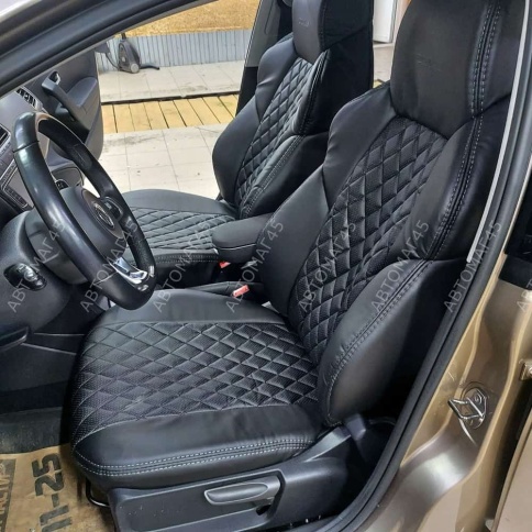 Драйв  чехлы универсальные экокожа Ромбы черный черный комплект    фото 1