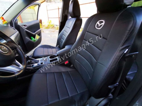 Авточехлы  Mazda CX-5 Мазда СХ-5 низ 1/1 верх 3/3 экокожа черная    фото 2