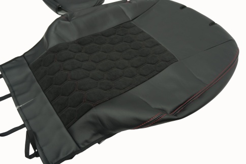 Авточехлы  Toyota Corolla Тойота Королла 2007-2013г кузов 150 экокожа алькант черная крас.нить Соты фото 4