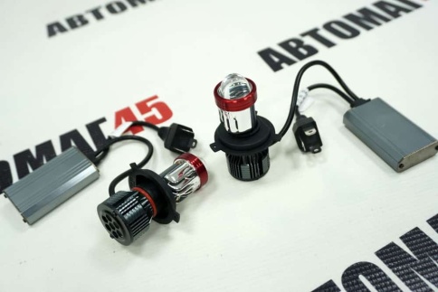 C2R A13 светодиодные лампы LED линза модуль 2шт H4 12В 30W 6500K 6000Lm гарантия 6мес фото 2