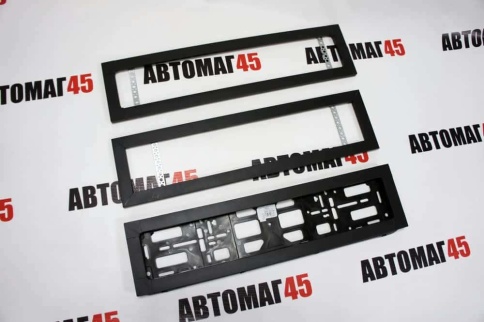 Широкая  рамка номерного знака черная с задней стенкой алюминий    фото 6