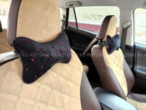 Maximal Подушка косточка под шею велюр черная с красной ниткой 26х19см 1шт    фото 5