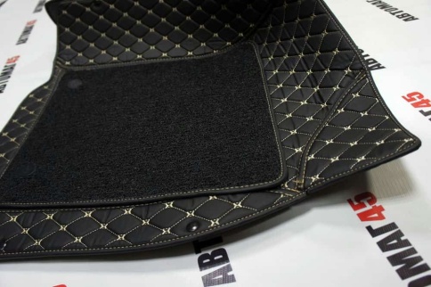 Ковры  5D экокожа Toyota Camry V40/V45 2006-2011г черный с бежевой ниткой+ворс компл Like АКЦИЯ! фото 12