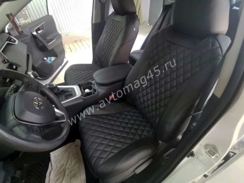 Авточехлы  Toyota RAV4 Тойота Рав4 2018-2025г XA50 экокожа черный модель Байрон    фото 1