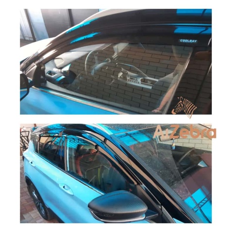 VAD  Дефлекторы на окна Ветровики Geely Coolray Джили Кулрей с 2018 по 2025г черные комплект фото 2