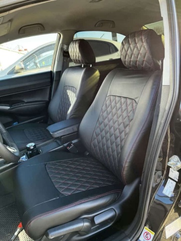 Авточехлы  Honda CIVIC Хонда Цивик 4D 4х дверная 2005-2011г Экокожа черный ромб    фото 9