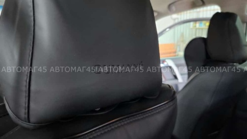 Чехлы  накидки на сиденье экокожа+алькант черный трансформер с отдельным подголовником компл Oumanni фото 2