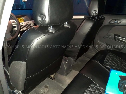 Авточехлы  Opel Astra H Опель Астра Н 2004-2011г экокожа черная красная нить ромб    фото 11