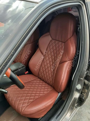 Драйв  чехлы универсальные экокожа Ромбы коричневый коричневый комплект    фото 4