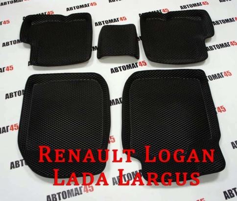 BORATEX  коврики в салон 3D EVA  Largus Logan 04-16г Sandero/Stepway Duster 10-15г черн рис ромб 5шт фото 5