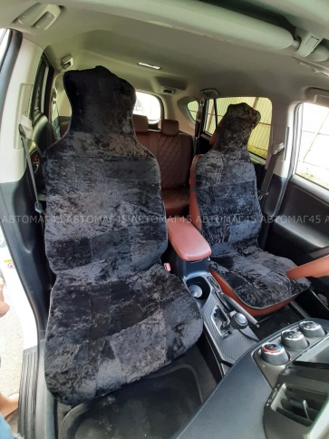 Накидки  короткий ворс мутон черный кусковой  140х55см 2шт    фото 5