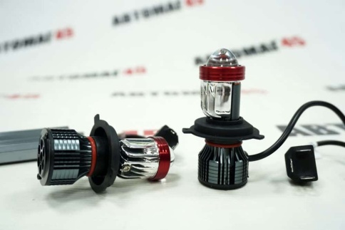 C2R A13 светодиодные лампы LED линза модуль 2шт H4 12В 30W 6500K 6000Lm гарантия 6мес фото 4