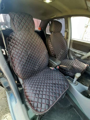 Гелакси  Накидки на сиденье универсальные велюр передние черные с боками с красной ниткой 1шт  фото 1