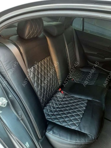 Авточехлы  Honda CIVIC Хонда Цивик 4D 4х дверная 2005-2011г Экокожа черный ромб    фото 5