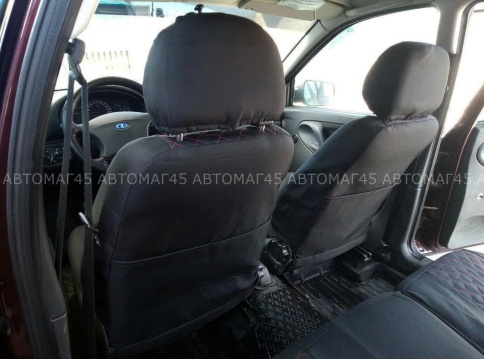 Авточехлы  Лада Kalina Калина Калина2 жаккард черный с красной ниткой ромб Барс  фото 4