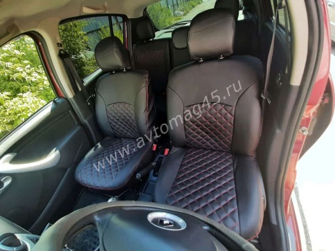 Авточехлы  Renault Duster до 2015г Sandero S.Stepway до 2015г 1/1 экокожа черная сер.н ромб фото 10