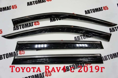 Дефлекторы окон Toyota RAV4 XA50 Тойота РАВ4 ХА50 2018-2025г с хромом комплект 4шт    фото 1
