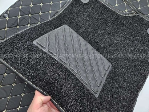 Ковры  5D экокожа Toyota Land Cruiser Prado 150 с 18г черный с бежевой ниткой+ворс комплект АКЦИЯ!  фото 12