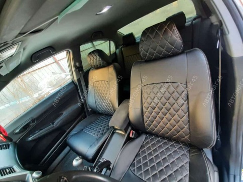 Авточехлы  Honda CIVIC Хонда Цивик 4D 4х дверная 2005-2011г Экокожа черный ромб    фото 2