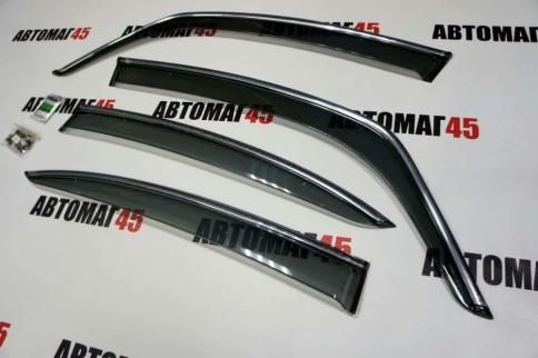 Дефлекторы окон Suzuki SX4 Сузуки SX4 седан 2007-2012г хром молдинг комплект 4шт    фото 4