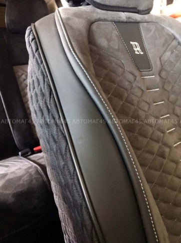 Чехлы  накидки на сиденье экокожа+алькант черно-бежевый трансформер с отдельным подголовн комп Fota фото 2