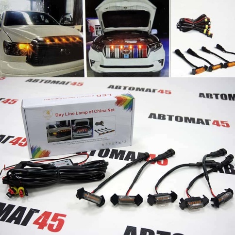 Дневные ходовые на решетку радиатора F2-5 5шт 12/24v    фото 1