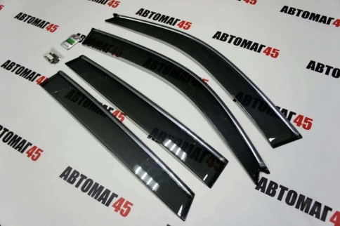 Дефлекторы окон Chery Tiggo T11 Чери Тигго Т11 2005-2013г 2013-2016г хром молдинг комплект 4шт    фото 3