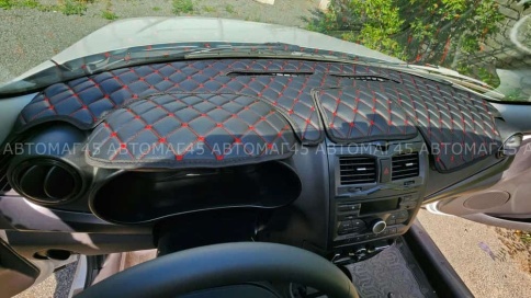 Накидка на панель Lada Granta Гранта FL с 2018г Lada Kalina Калина 2 с 2013г с красной ниткой экокож фото 12