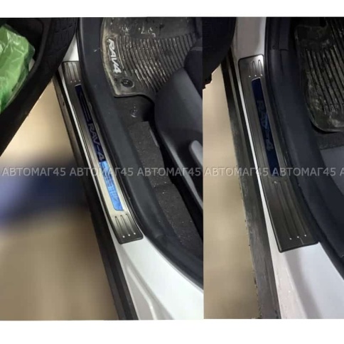 Накладки на внутр пороги Toyota RAV4 XA50 Тойота Рав4 ХА50 2018-2025г широкие алюминий 4шт фото 2