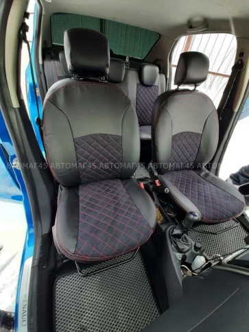 Авточехлы  Renault Logan с 2013г Renault Sandero Stepway с 2015г 2/3 без AIRBAG алькант сер.н ромб фото 6